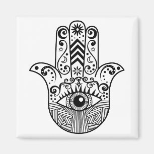 Aimant Hamsa main noir et blanc