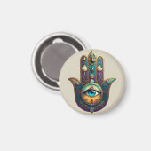 Aimant Hamsa Violet Turquoise avec Troisième Œil Sarcelle (Recto/Verso)