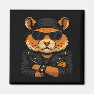 Aimant Hamster Biker Rider Veste en cuir Attitude