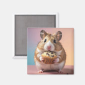 Aimant Hamster Cute Avec Pastel Muffin Chip Chocolat (Recto/Verso)