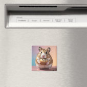 Aimant Hamster Cute Avec Pastel Muffin Chip Chocolat (In Situ (Lave-vaisselle))