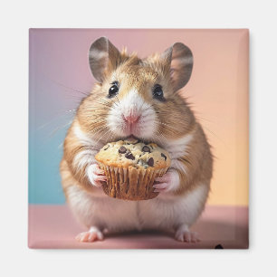 Aimant Hamster Cute Avec Pastel Muffin Chip Chocolat