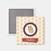 Aimant Hamster de filles rouges et roses (Recto/Verso)