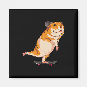 Aimant Hamster en skateboard - Rongeur de skateboard mign