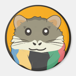 Aimant Hamster 🐹 l'animal coquin avec un foulard rayé