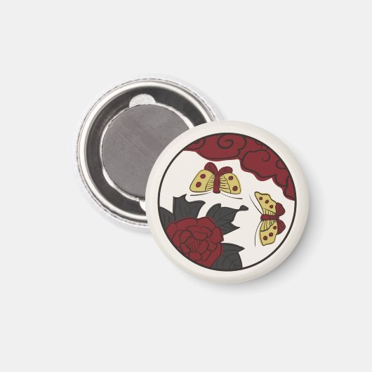 Aimant Hanafuda "Botan-ni-chou" (Recto/Verso)