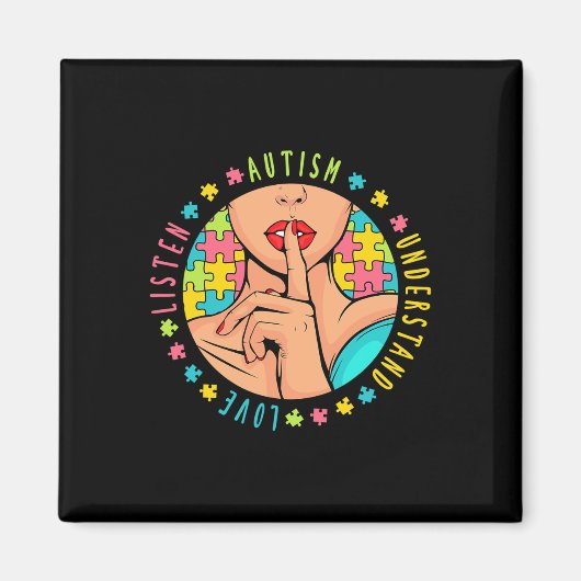 Aimant Handicap sensibilisation sur l'autisme Mois 2 (Devant)