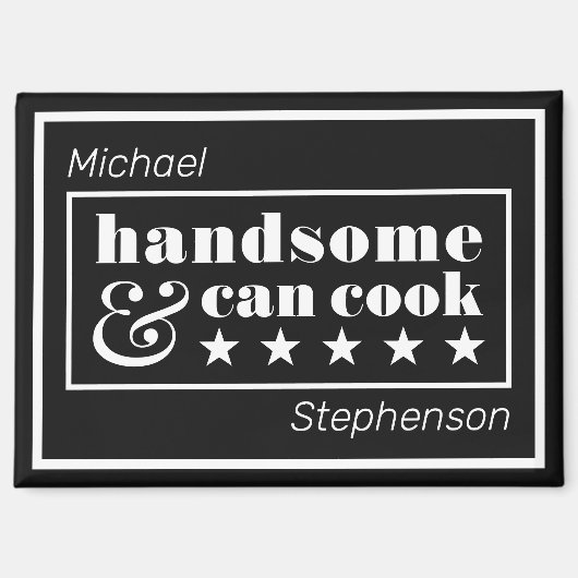 Aimant Handsome & Can Cook Typography Father's Day (Recto)