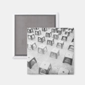 Aimant Hanoi Vietnam, Tabourets en plastique au Temple de (Recto/Verso)