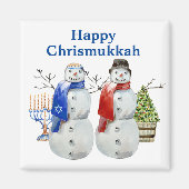 Aimant Hanoukka Snowman Christmas Chrismukkah (Devant)