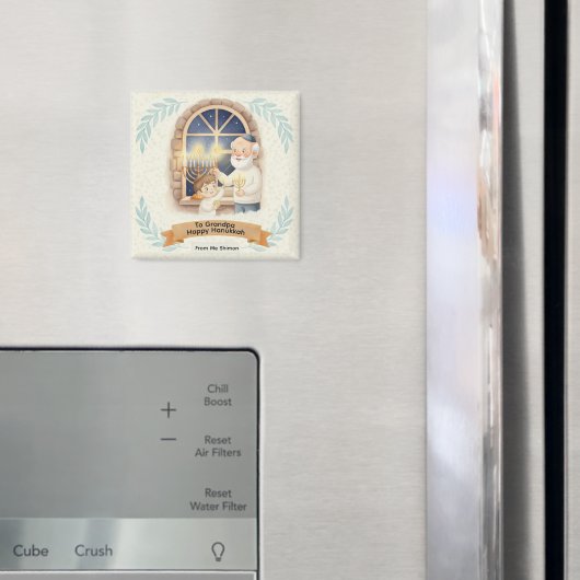 Aimant Hanukkah Blessing - Grandfather and Child (In situ (réfrigérateur))