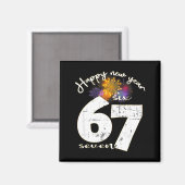 Aimant Happy 2026 New Year's Eve Party 67 Six Seven Meme  (Recto/Verso)
