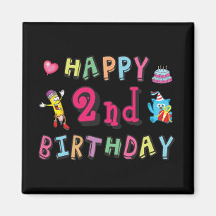 Aimant Happy 2nd Birthday. 2 year b-day.