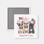 Aimant Happy 4 juillet Bulldogs français (Recto/Verso)