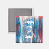Aimant Happy 4th of July Red White Blue Abstract (Recto/Verso)