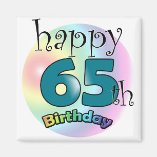 Aimant Happy 65th Birthday (bleu)