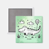 Aimant Happy Alligator avec ballon - Cute Nursery Art (Recto/Verso)