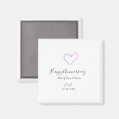 Aimant Happy anniversary pink blue heart name date simple (Recto/Verso)