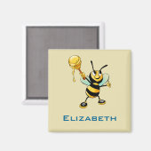 Aimant Happy Bumble Bee with a Scoop of Honey Personnalis (Recto/Verso)