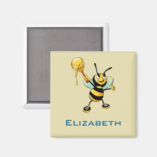 Aimant Happy Bumble Bee with a Scoop of Honey Personnalis (Recto/Verso)