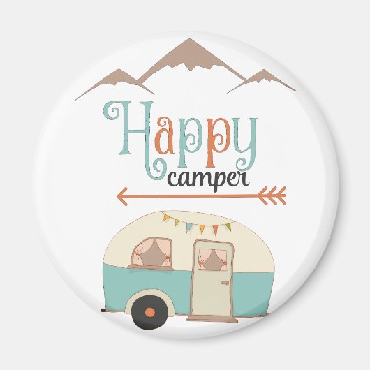 Aimant Happy Camper Cute Retro RV (Devant)