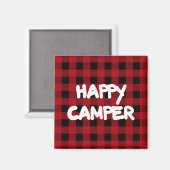 Aimant Happy Camper Red Buffalo Plaid Réfrigérateur (Recto/Verso)