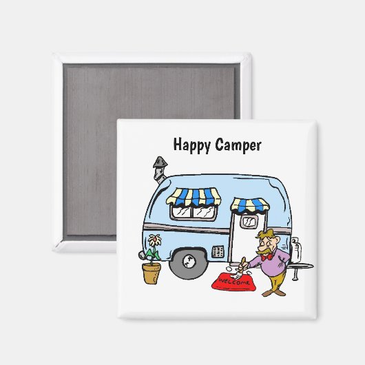 Aimant Happy Camper Trailer  (Recto/Verso)