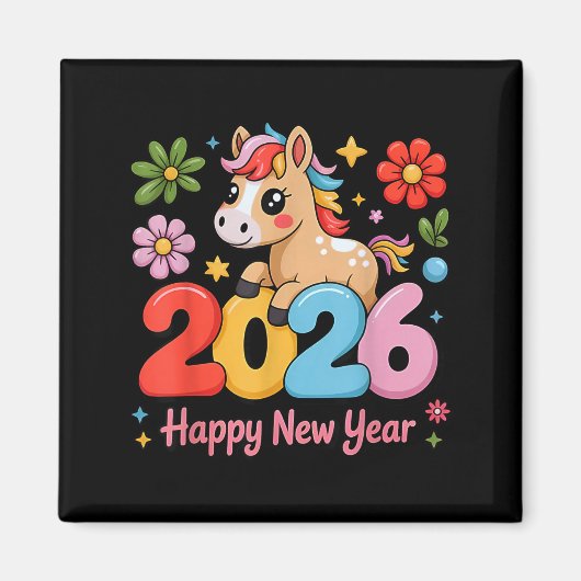 Aimant Happy Chinese Lunar New Year 2026 Year Of The Fire (Devant)