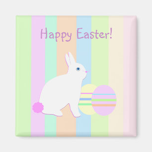 Aimant Happy Easter Bunny and Eggs