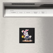 Aimant Happy easter holiday bunny playing softball (In Situ (Lave-vaisselle))