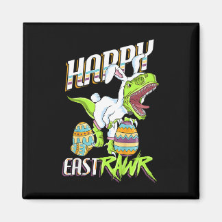 Aimant Happy Eastrawr Cute Trex Dinosaur Easter Bunny Egg