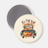 Aimant Happy Fall Y'all - Camion rustique avec Citrouille (Recto/Verso)
