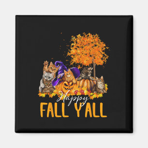 Aimant Happy Fall Y'all Cats Lover Automne Citrouille Map
