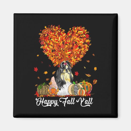 Aimant Happy Fall Y'all Funny Shih Tzu Citrouilles d'auto (Devant)