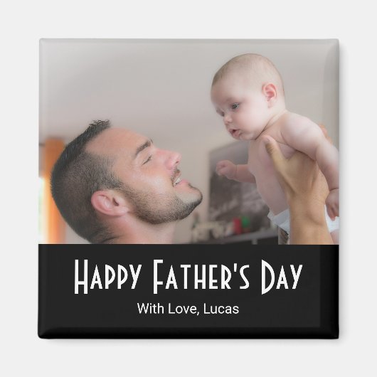Aimant Happy Father's Day Modern Photo Black White  (Devant)
