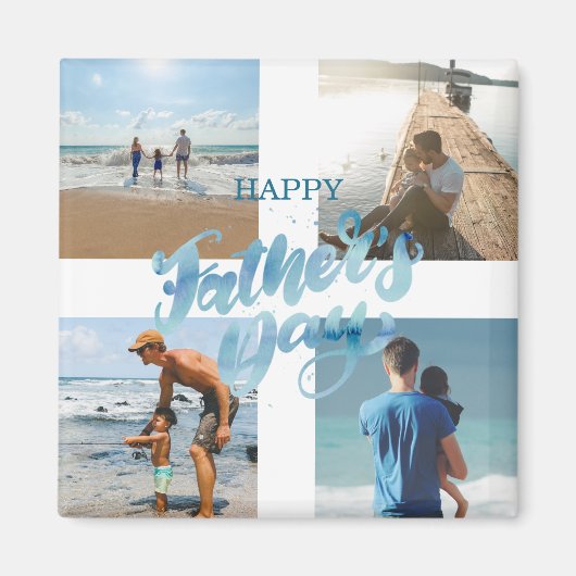Aimant Happy Fête des pères Cool photo Collage (Devant)