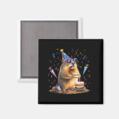 Aimant Happy Groundhog Day 12 Feb Ground Hog With Birthda (Recto/Verso)