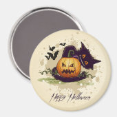 Aimant Happy Halloween Chat noir et Jack (Recto/Verso)