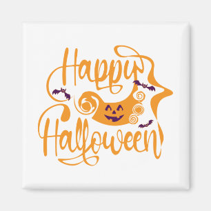 Aimant Happy Halloween chauves-souris Jack-o'-lantern