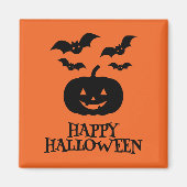 Aimant Happy Halloween Citrouille Bat Minimal (Devant)
