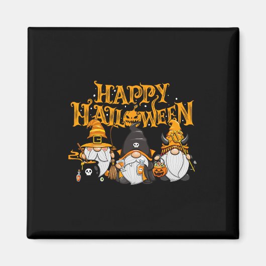 Aimant Happy Halloween Gnomes Automne Citrouille automne  (Devant)