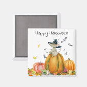 Aimant Happy Halloween mignonne souris sorcière (Recto/Verso)