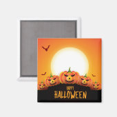 Aimant Happy Halloween (Pleine lune et Citrouille) (Recto/Verso)