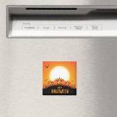 Aimant Happy Halloween (Pleine lune et Citrouille) (In Situ (Lave-vaisselle))