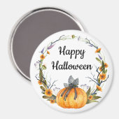 Aimant Happy Halloween Watercolor Citrouille Wreath (Recto/Verso)
