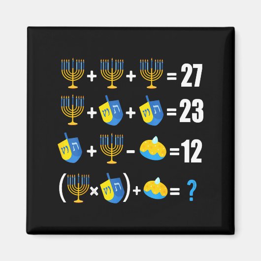 Aimant Happy Hanukkah Menorah Dreidel Doughnut Math Teach (Devant)