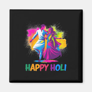 Aimant Happy Holi Festival couleurs indiennes Danse de pr