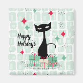 Aimant Happy Holidays, Atomic Christmas Cat (Devant)