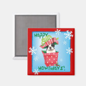 Aimant Happy Howliday Boston Terrier (Recto/Verso)