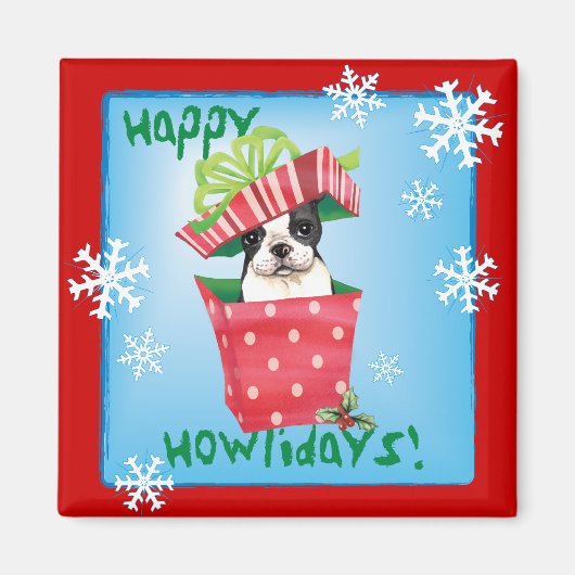 Aimant Happy Howliday Boston Terrier (Devant)